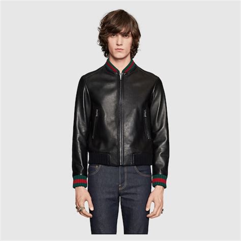 gucci men's leather jacket|gucci jacket farfetch.